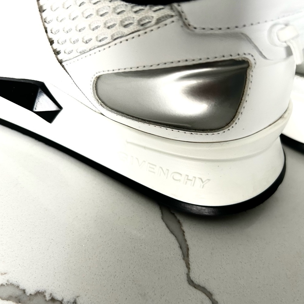 White and Black Givenchy Stretch-Mesh Slip On Sneakers - Picture 15 of 16